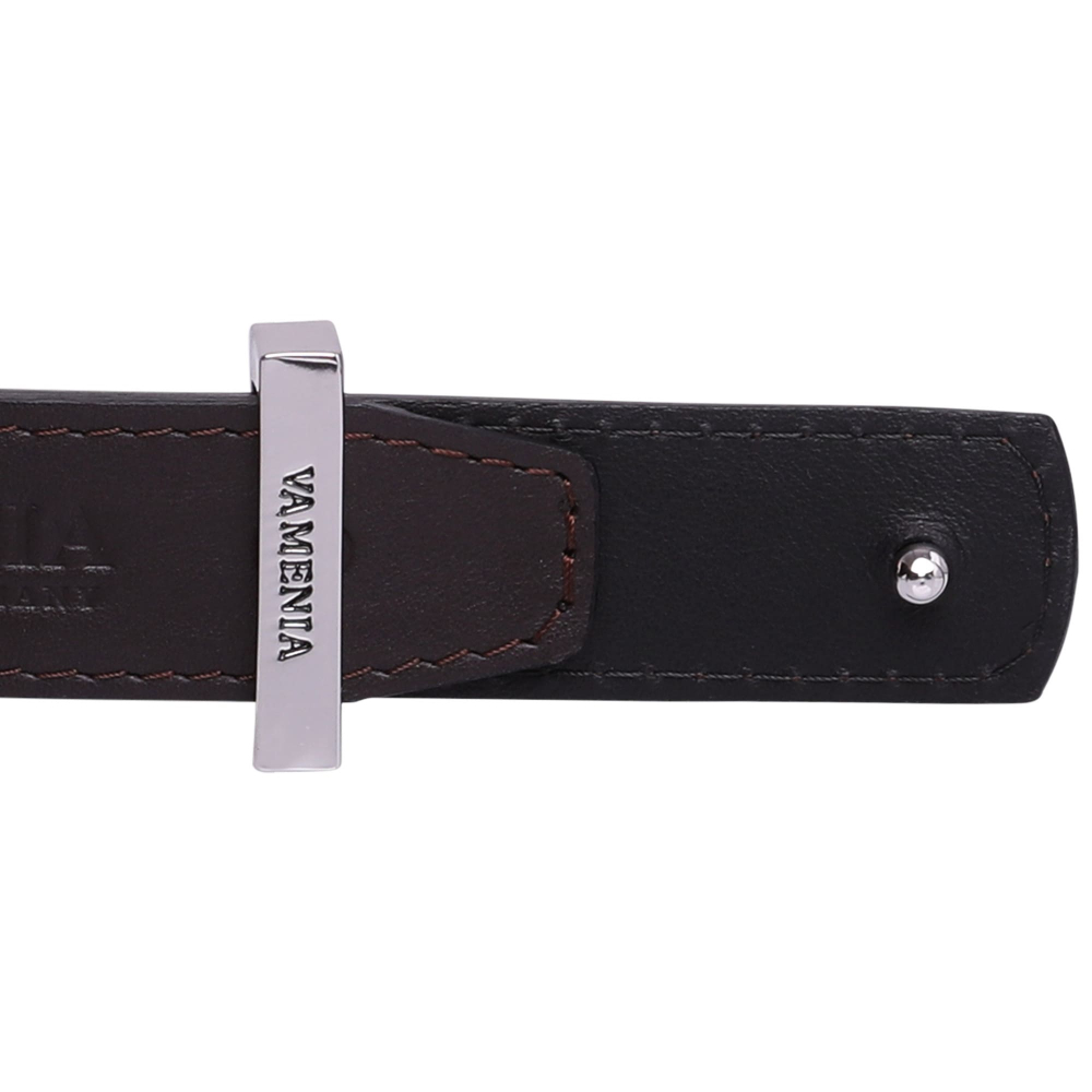 Reversible belt made of calfskin in dark brown and black